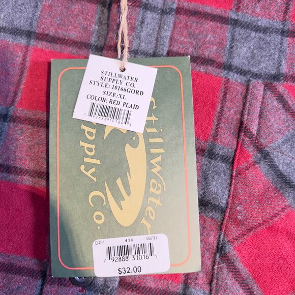 Stillwater Supply Co. Flannel Button Shirt Men's XL New with Tags Red Plaid - Picture 4 of 10